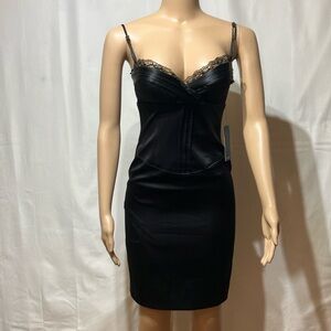 Laundry By Shelli Segal Black Strap Lace Mini Dress  Sleeveless Size 0